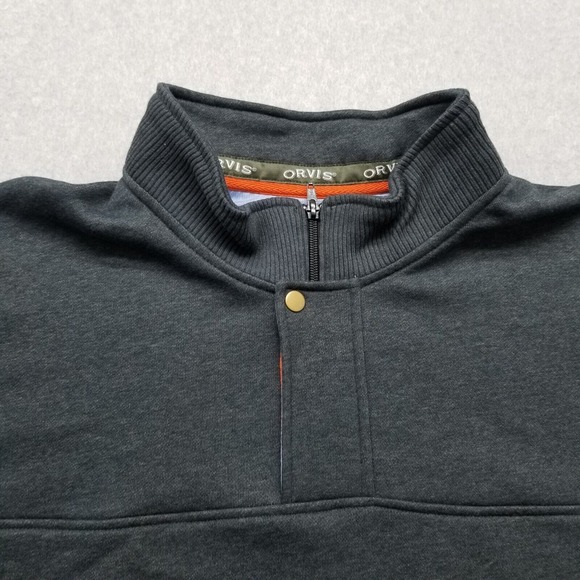Orvis Sweater Mens 2XL Gray Long Sleeve Pullover Mock Neck Zip Casual - Picture 6 of 13